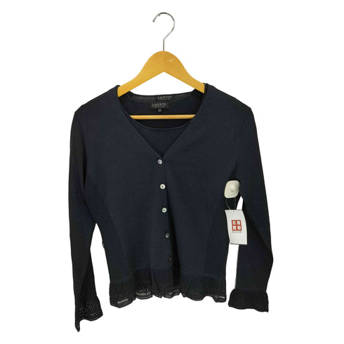ランバンコレクション LANVIN COLLECTION ヘムレース シルク ニットカーディガン ニットベスト アンサンブル レディース  38